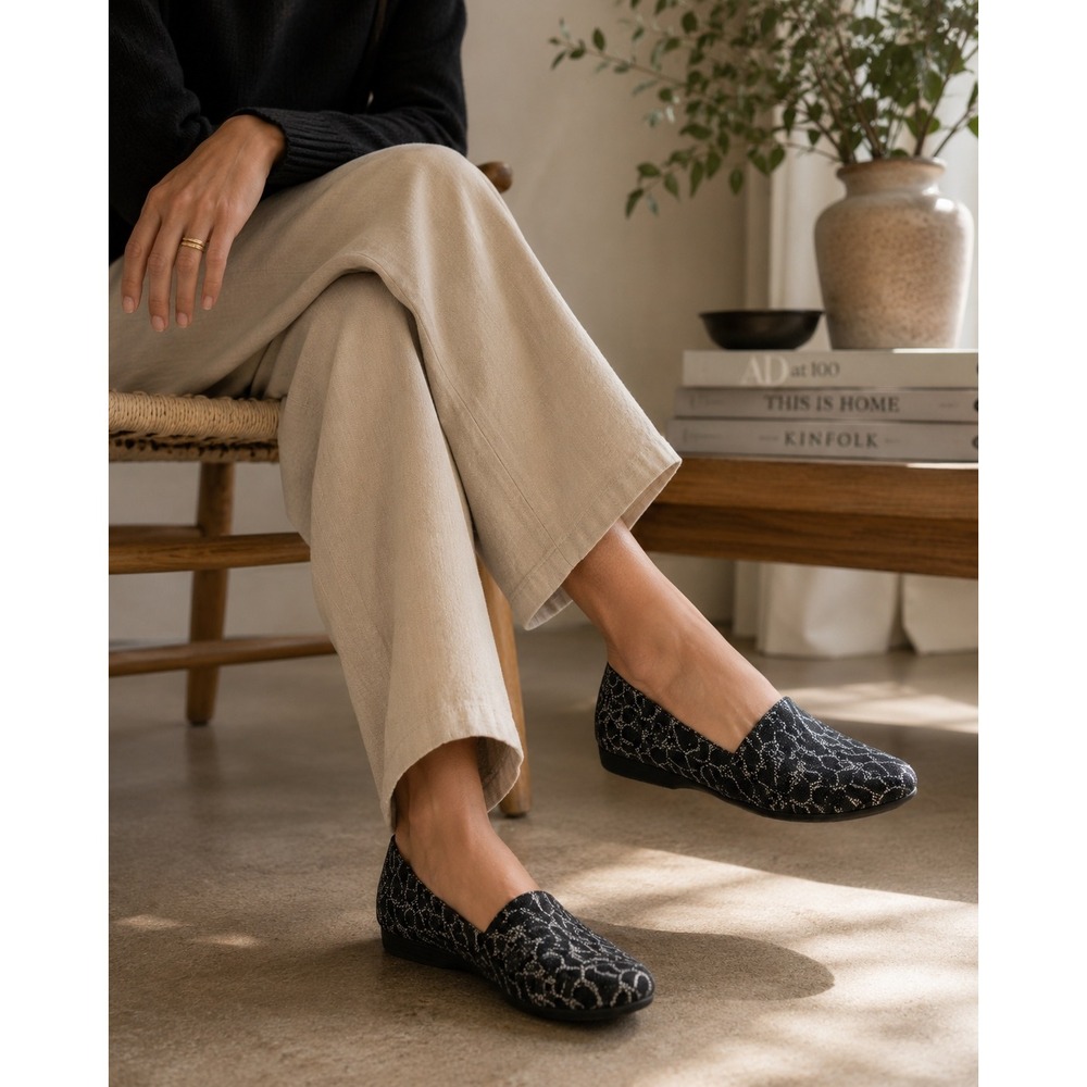 Dansko Larisa 10 Leather Loafers Black Abstract Print Comfort Flats EU 40